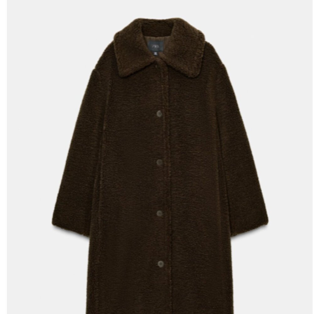 ZARA Teddy coat brown size large